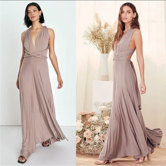 ✨LULUS Taupe wrap top versatile dress, size small - Picture 1 of 2